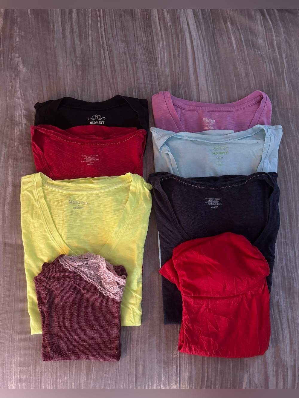 SALE Bundle of 6 V-Neck Tee Shirts, 1 Michael Stars Camisole & 1 Red Halter Top